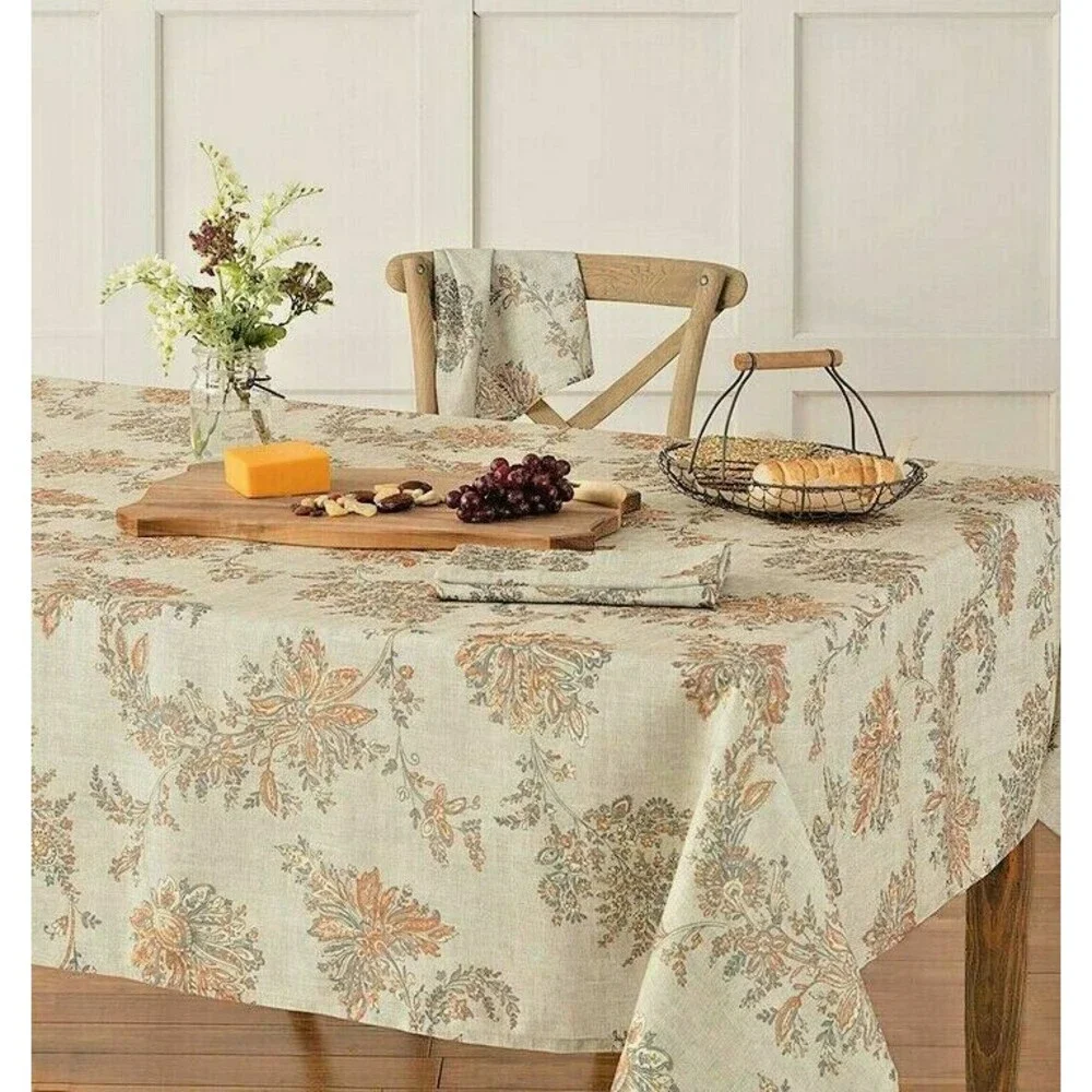 Bardwil Thanksgiving Tablecloth Fabric Avignon Sand Fall Holiday 60x120 Oblong